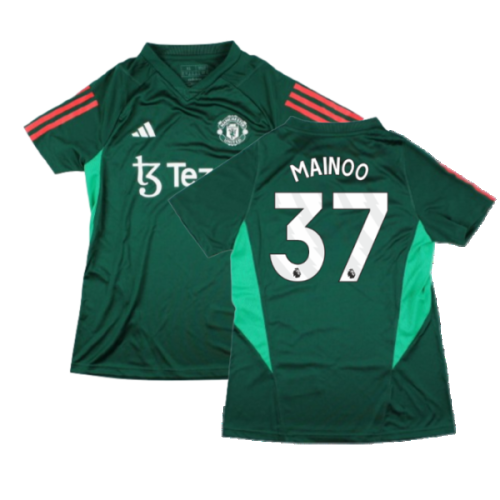 2023-2024 Man Utd Training Shirt (Green) - Ladies (Mainoo 37)