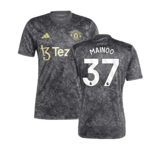 2023-2024 Man Utd Pre-Match Shirt (Black) (Mainoo 37)