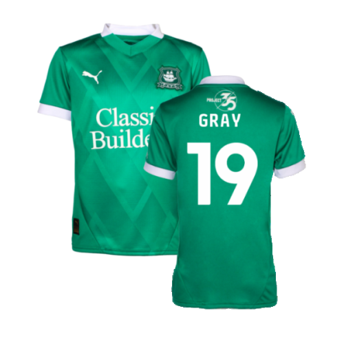 2024-2025 Plymouth Argyle Home Shirt (Kids) (Gray 19)