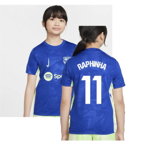 2024-2025 Barcelona Third Pre-Match Shirt (Royal) - Kids (Raphinha 11)