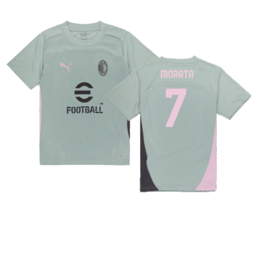 2024-2025 AC Milan Training Shirt (Green Fog) - Kids (Morata 7)