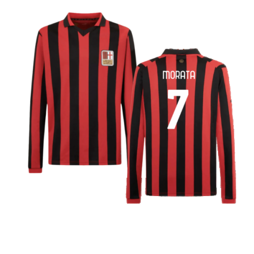 AC Milan 125th Authentic Shirt LS (Black-Red) (Morata 7)