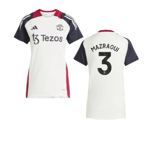 2025 Man Utd Training Jersey (Off White) - Womens (Mazraoui 3)