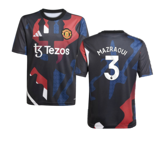 2024-2025 Man Utd Pre-Match Jersey (Black) - Kids (Mazraoui 3)