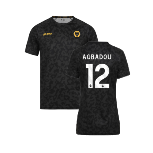 2024-2025 Wolves Pre Match Training Shirt (Black) (Agbadou 12)