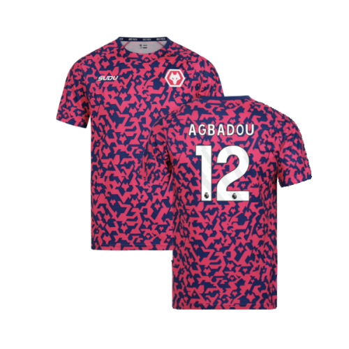 2024-2025 Wolves Pre Match T-Shirt - Blue/Pink (Agbadou 12)