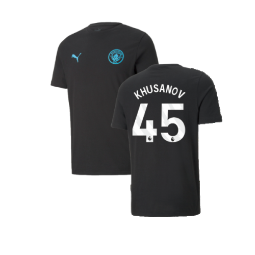 2024-2025 Man City ESS Tee (Black) (Khusanov 45)