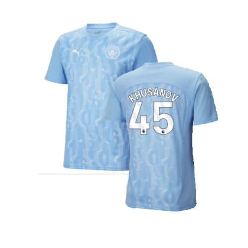 2024-2025 Man City Prematch SS Shirt (Light Blue) (Khusanov 45)