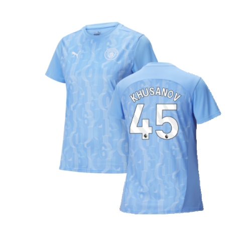 2024-2025 Man City Prematch SS Shirt (Light Blue) - Womens (Khusanov 45)