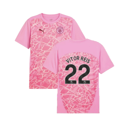 2024-2025 Man City Pre-Match Shirt (Pink) (Vitor Reis 22)