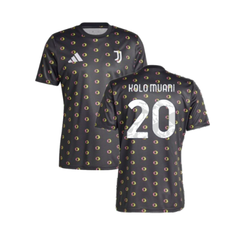 2024-2025 Juventus Pre-Match Shirt (Black) (Kolo Muani 20)