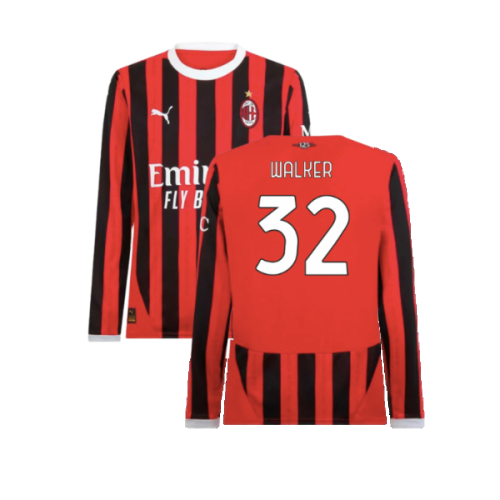 2024-2025 AC Milan Home Long Sleeve Shirt (Walker 32)