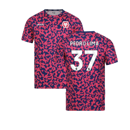 2024-2025 Wolves Pre Match T-Shirt - Blue/Pink (Pedro Lima 37)