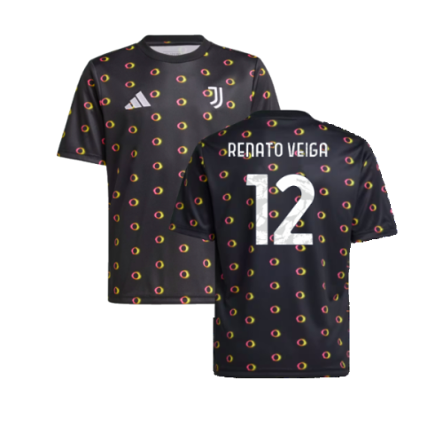 2024-2025 Juventus Pre-Match Shirt (Black) - Kids (Renato Veiga 12)