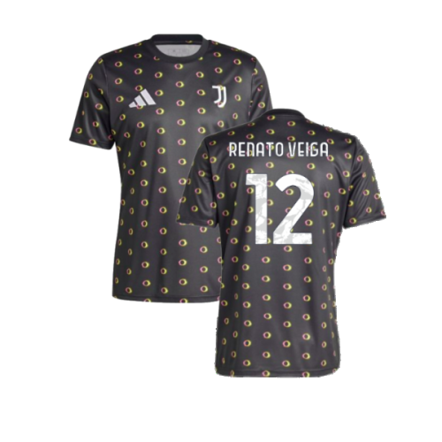 2024-2025 Juventus Pre-Match Shirt (Black) (Renato Veiga 12)