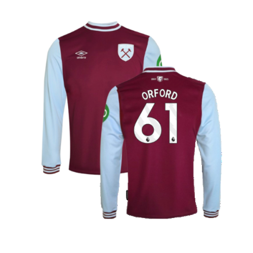 2024-2025 West Ham Long Sleeve Home Shirt (Kids) (Orford 61)