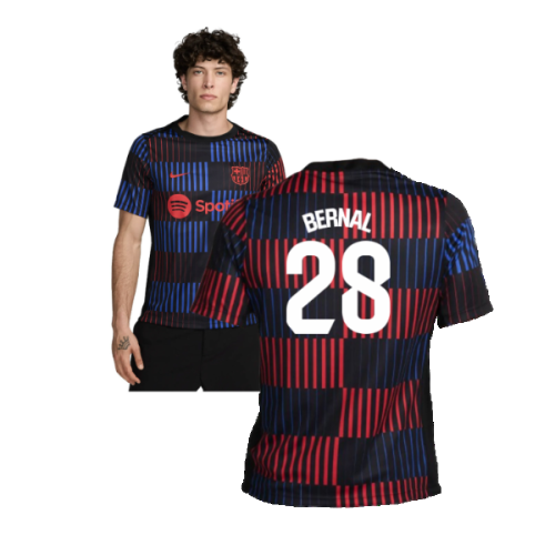 2024-2025 Barcelona Pre-Match Away Shirt (Navy) (Bernal 28)