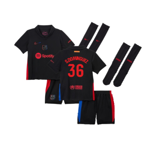 2024-2025 Barcelona Away Little Boys Mini Kit (S.Dominguez 36)