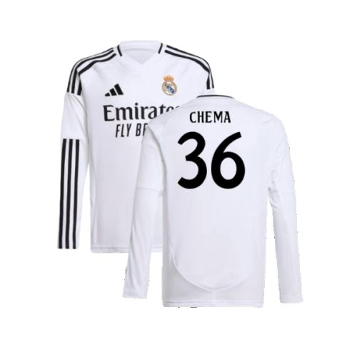 2024-2025 Real Madrid Long Sleeve Home Shirt (Kids) (Chema 36)