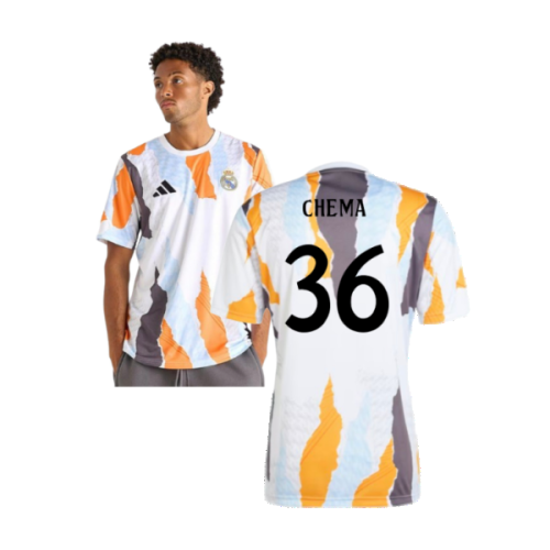 2024-2025 Real Madrid Pre-Match Shirt (White/Crew Orange) (Chema 36)