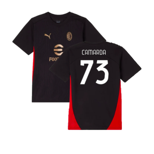 2024-2025 AC Milan Training Shirt (Black) - Kids (Camarda 73)