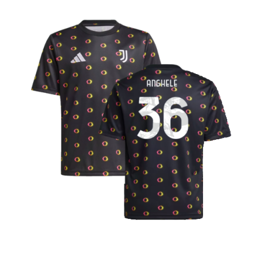 2024-2025 Juventus Pre-Match Shirt (Black) - Kids (Anghele 36)