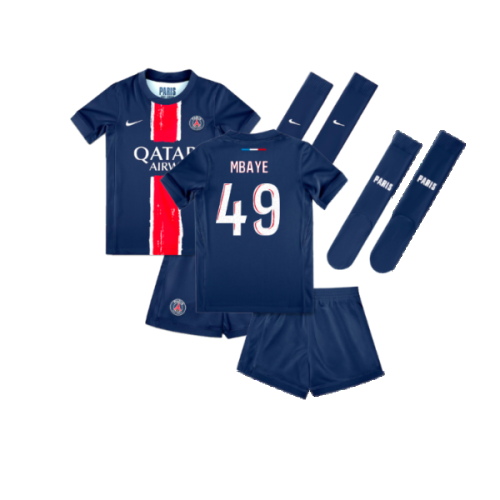 2024-2025 PSG Paris Saint Germain Home Mini Kit (Mbaye 49)
