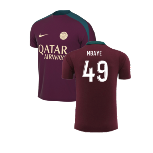 2024-2025 PSG Dri-FIT Strike Training Shirt (Bordeaux) (Mbaye 49)