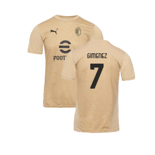 2024-2025 AC Milan Pre-Match Shirt (Putty) (Gimenez 7)