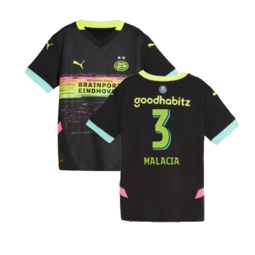 2024-2025 PSV Eindhoven Away Shirt (Kids) (Malacia 3)