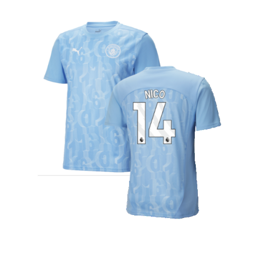 2024-2025 Man City Prematch SS Shirt (Light Blue) (Nico 14)