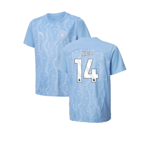 2024-2025 Man City Prematch SS Shirt (Light Blue) - Kids (Nico 14)