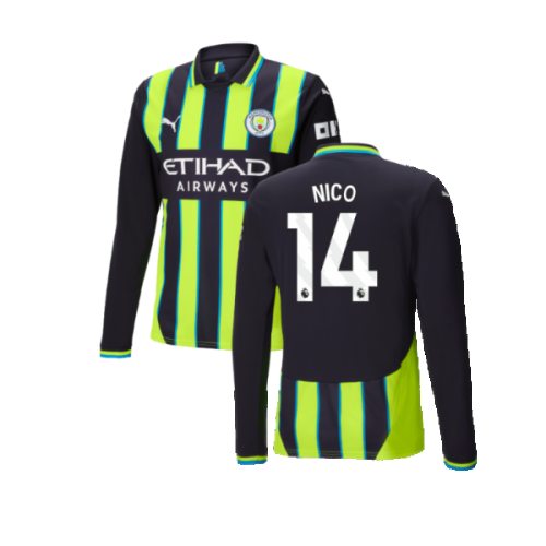 2024-2025 Man City Away Long Sleeve Shirt (Nico 14)