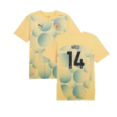 2024-2025 Man City Prematch SS Shirt (Flaxen) (Nico 14)