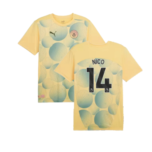 2024-2025 Man City Prematch SS Shirt (Flaxen) - Kids (Nico 14)