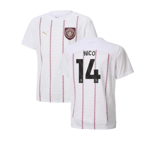 2024-2025 Man City Prematch SS Jersey (White) - Kids (Nico 14)