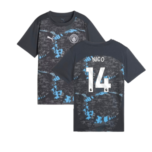 2024-2025 Man City Prematch SS Jersey (Strong Gray) - Kids (Nico 14)