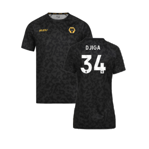 2024-2025 Wolves Pre Match Training Shirt (Black) (Djiga 34)