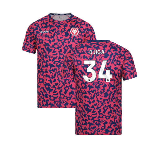 2024-2025 Wolves Pre Match T-Shirt - Blue/Pink (Djiga 34)