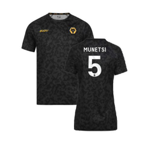 2024-2025 Wolves Pre Match Training Shirt (Black) (Munetsi 5)