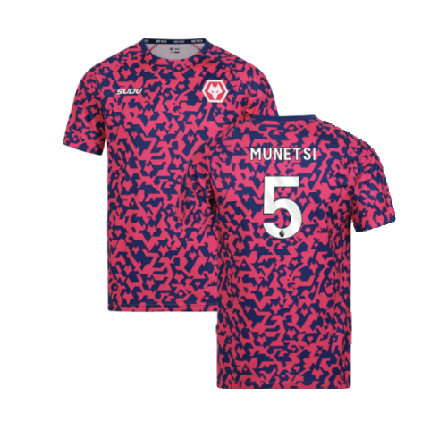 2024-2025 Wolves Pre Match T-Shirt - Blue/Pink (Munetsi 5)