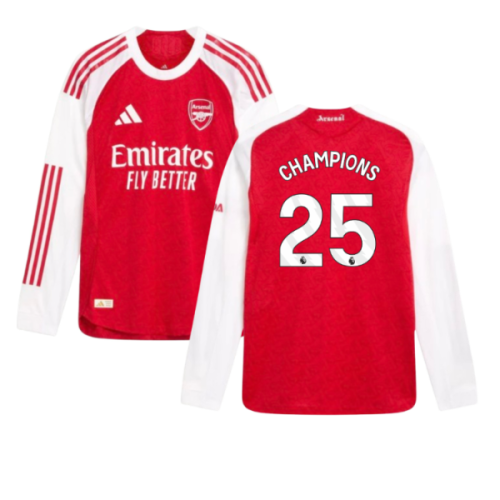 2025-2026 Arsenal Authentic Long Sleeve Home Shirt (Champions 25)