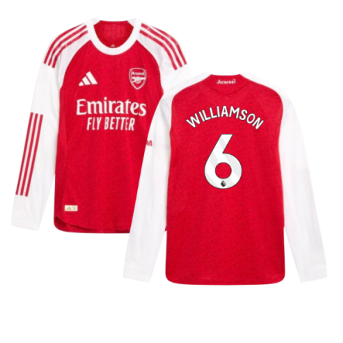 2025-2026 Arsenal Authentic Long Sleeve Home Shirt (Williamson 6)