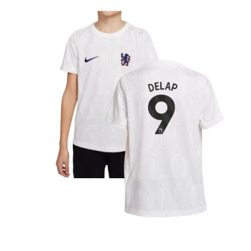 2025-2026 Chelsea Pre-Match Shirt (White) - Kids (Delap 9)