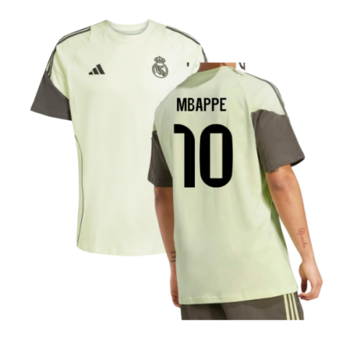 2025-2026 Real Madrid Training Tee (Almost Lime) (Mbappe 10)