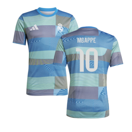 2025-2026 Real Madrid Pre-Match Shirt (Blue) (Mbappe 10)