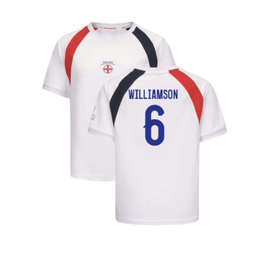 2025 England WEC Poly T-Shirt (White) - Kids (WILLIAMSON 6)
