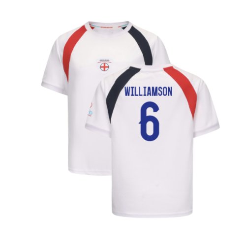 2025 England WEC Poly T-Shirt (White) - Kids (WILLIAMSON 6)