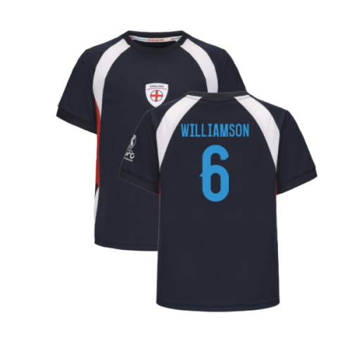2025 England WEC Poly T-Shirt (Navy) - Kids (WILLIAMSON 6)