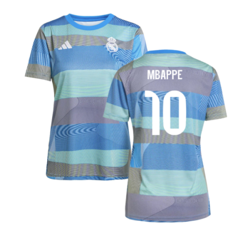 2025-2026 Real Madrid Pre-Match Shirt (Bluebird) - Womens (Mbappe 10)